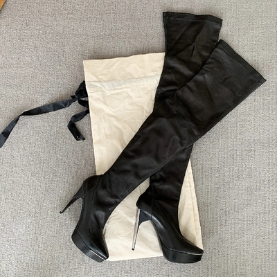 Pre-owned Lanvin Leather Boots In Black