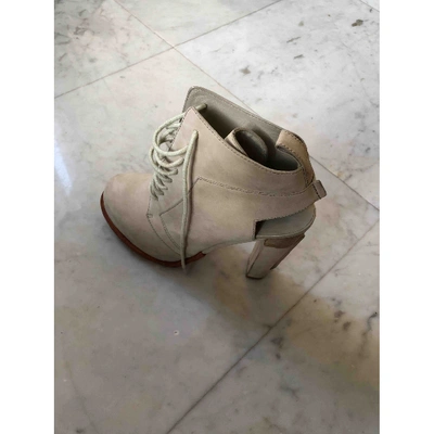 Pre-owned Alexander Wang Lace Up Boots In Ecru