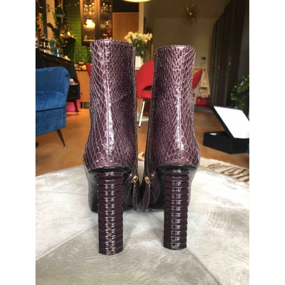 Pre-owned Aperlai Burgundy Python Boots