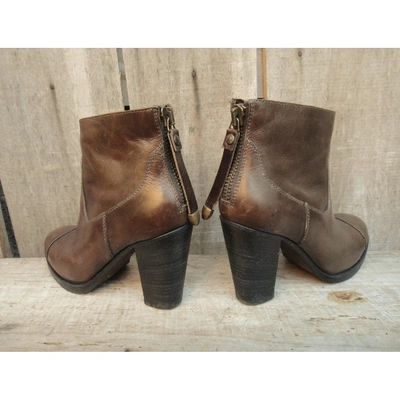 Pre-owned Buttero Leather Ankle Boots In Brown