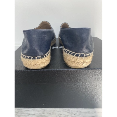 Pre-owned Chanel Navy Leather Espadrilles