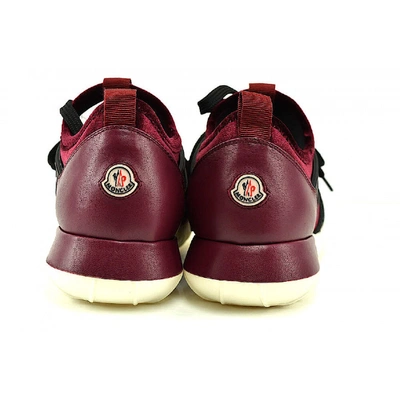 Pre-owned Moncler Leather Trainers In Burgundy