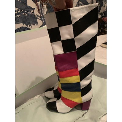 Pre-owned Off-white Leather Boots In Pattern