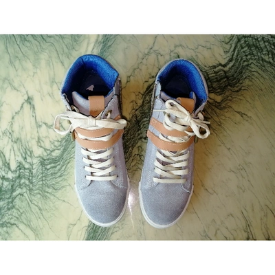 Pre-owned Timberland Blue Leather Trainers