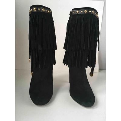 Pre-owned Gucci Black Suede Ankle Boots