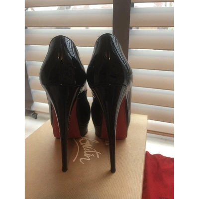 Pre-owned Christian Louboutin Lady Peep Patent Leather Heels In Black