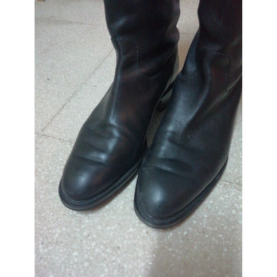 Pre-owned Tod's Leather Riding Boots In Black