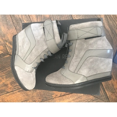 Pre-owned American Retro Grey Pony-style Calfskin Trainers