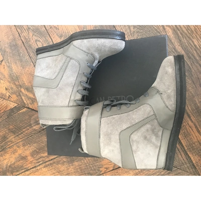 Pre-owned American Retro Grey Pony-style Calfskin Trainers
