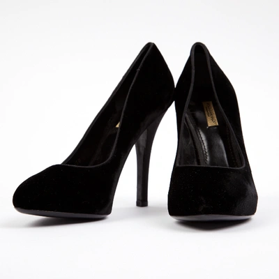 Pre-owned Dolce & Gabbana Black Velvet Heels