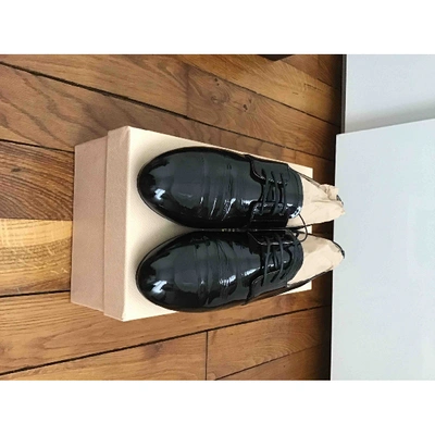 Pre-owned Prada Black Patent Leather Lace Ups