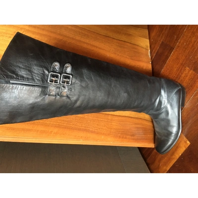 Pre-owned A. Testoni' Leather Boots In Black