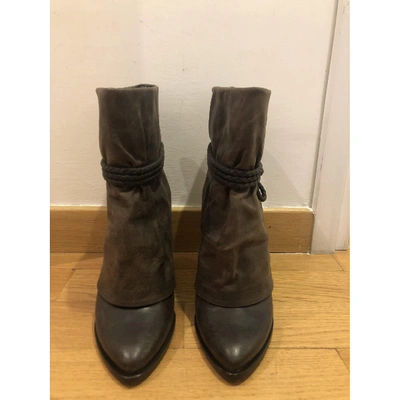 Pre-owned Givenchy Leather Ankle Boots In Grey