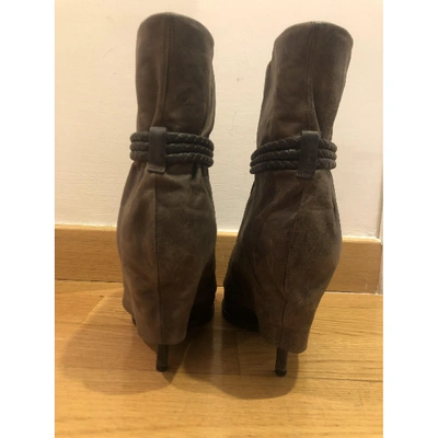 Pre-owned Givenchy Leather Ankle Boots In Grey