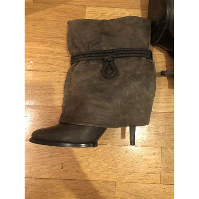 Pre-owned Givenchy Leather Ankle Boots In Grey