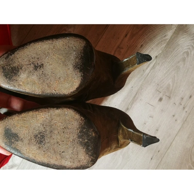 Pre-owned Ferragamo Leather Boots In Khaki