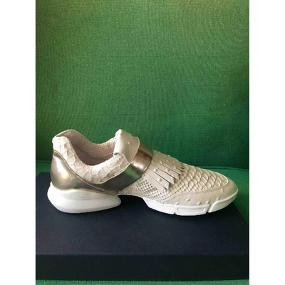 Pre-owned Alberto Guardiani Pony-style Calfskin Trainers In White