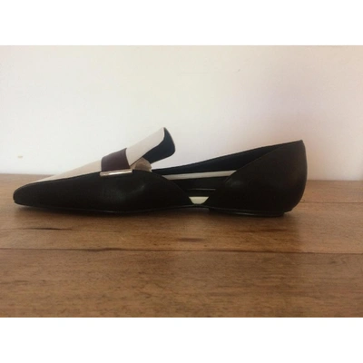 Pre-owned Rosetta Getty Leather Flats In Black