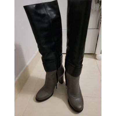 Pre-owned Karl Leather Boots In Grey