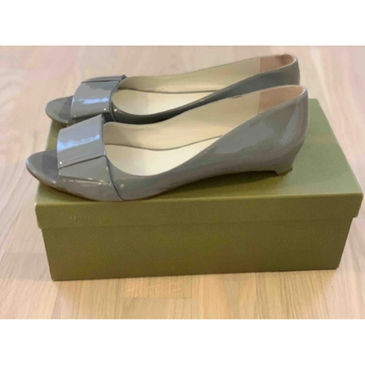 Pre-owned Rupert Sanderson Patent Leather Ballet Flats In Grey