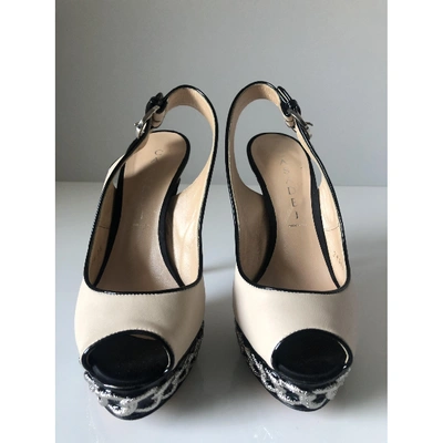 Pre-owned Casadei Leather Sandals In Beige