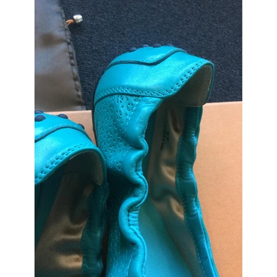 Pre-owned Tod's Leather Ballet Flats In Turquoise