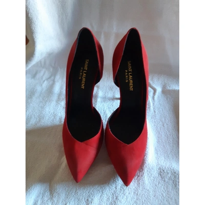 Pre-owned Saint Laurent Red Suede Heels