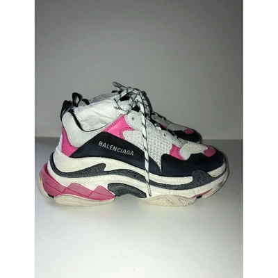 Pre-owned Balenciaga Triple S Leather Trainers In Other