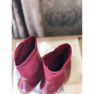 Pre-owned Fendi Leather Ankle Boots In Red