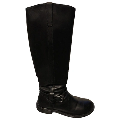 Pre-owned Alberta Ferretti Leather Riding Boots In Black