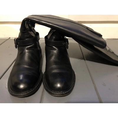 Pre-owned Alberta Ferretti Leather Riding Boots In Black