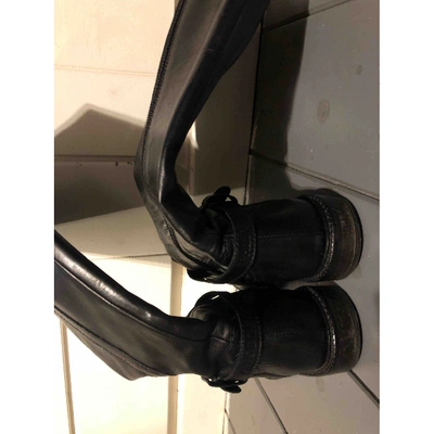 Pre-owned Alberta Ferretti Leather Riding Boots In Black