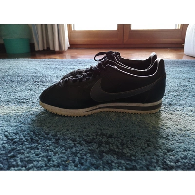 Pre-owned Nike Cortez Leather Trainers In Black