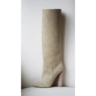 Pre-owned Yeezy Beige Suede Boots