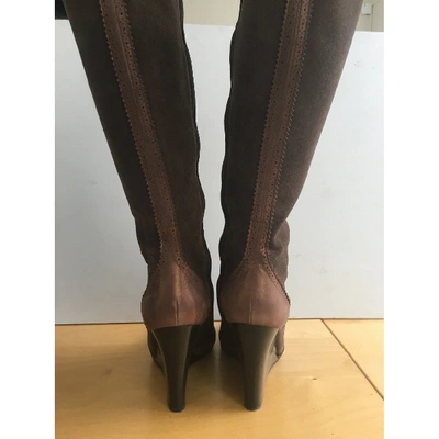 Pre-owned Pollini Western Boots In Brown