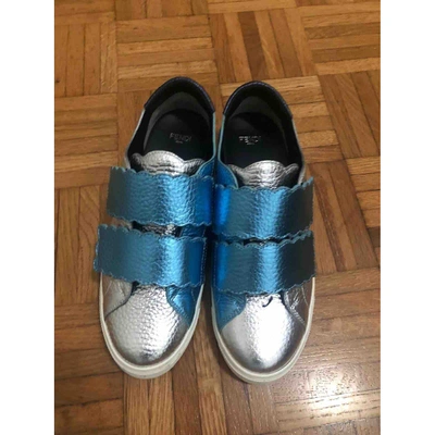 Pre-owned Fendi Leather Trainers In Silver