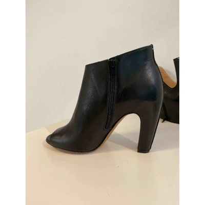 Pre-owned Maison Margiela Leather Open Toe Boots In Black