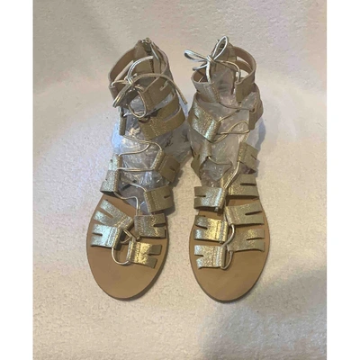 Pre-owned Jcrew Leather Sandal In Gold