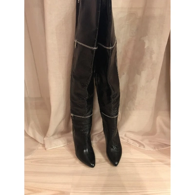 Pre-owned Saint Laurent Niki Black Leather Boots