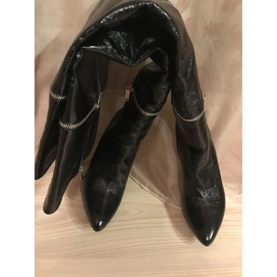 Pre-owned Saint Laurent Niki Black Leather Boots