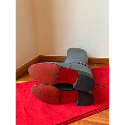 Pre-owned Christian Louboutin Cate Leather Riding Boots In Grey
