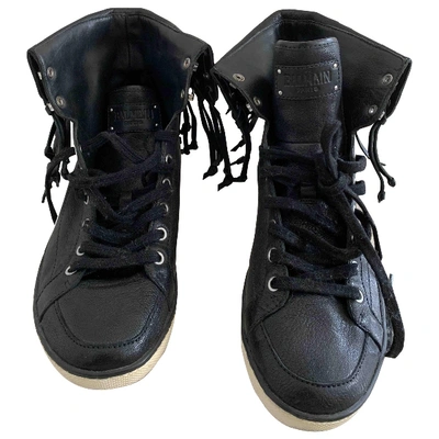 Pre-owned Balmain Leather Trainers In Black