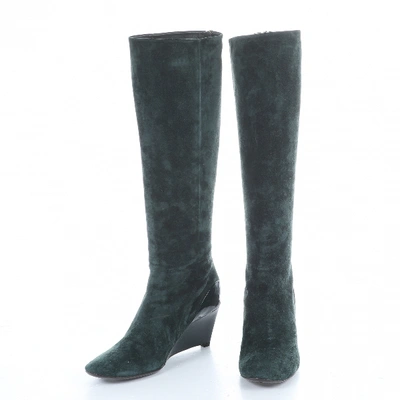 Pre-owned Roger Vivier Green Suede Boots