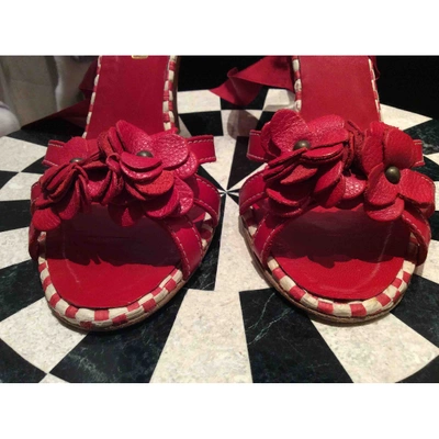 Pre-owned Moschino Leather Mules In Red