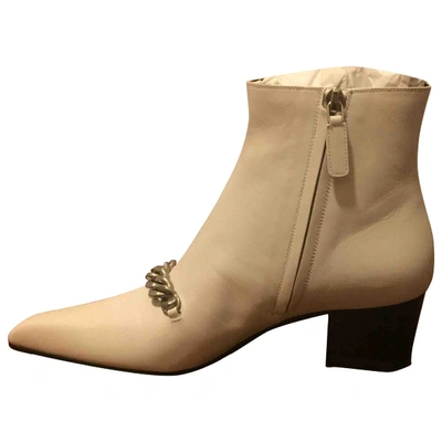 Pre-owned Tom Ford White Leather Ankle Boots