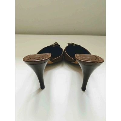 Pre-owned Saint Laurent Brown Leather Mules & Clogs