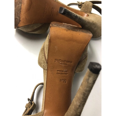 Pre-owned Saint Laurent Sandals In Khaki