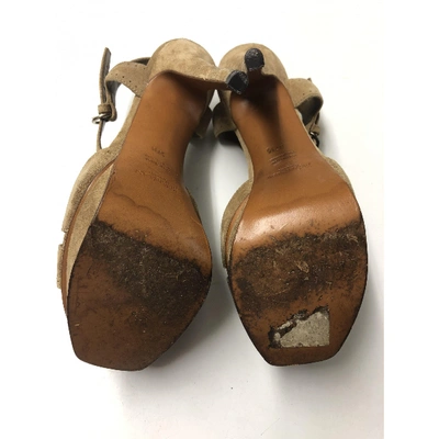 Pre-owned Saint Laurent Sandals In Khaki