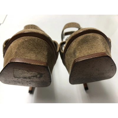 Pre-owned Saint Laurent Sandals In Khaki