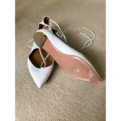 Pre-owned Aquazzura Christy Leather Flats In White